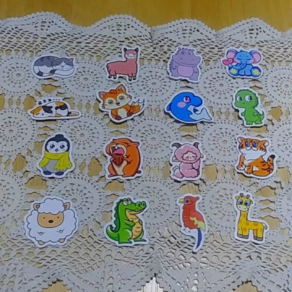 Cute animals, colorful stickers - Dragon, Alligator